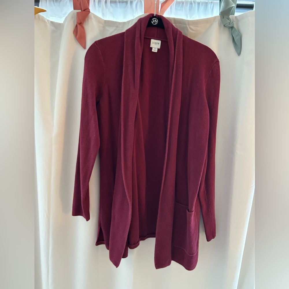 J. Crew Deep Red Open Front Cardigan